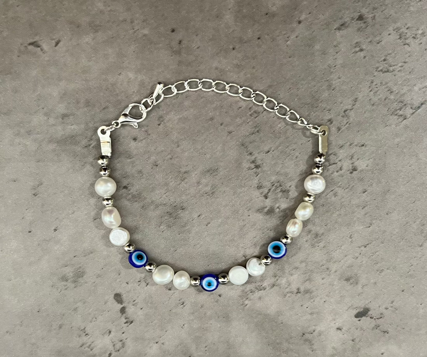 Evil Eye Bracelet - Freshwater Pearls
