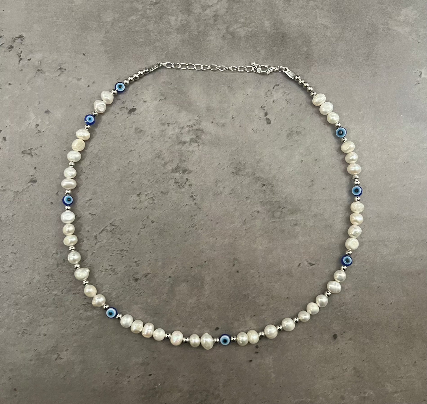 Evil Eye Necklace - Freshwater Pearls